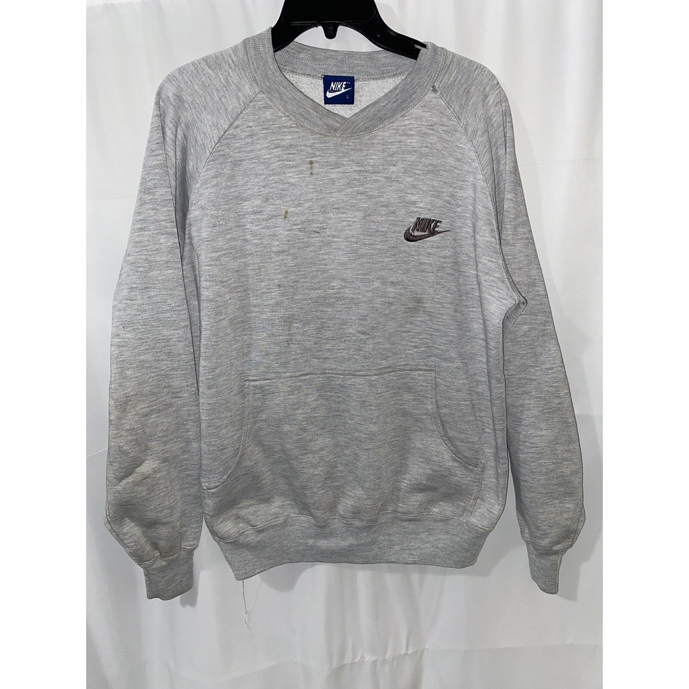 Vintage‎ Nike Blue Tag Gray Sweatshirt Pouch Mens Large Distressed